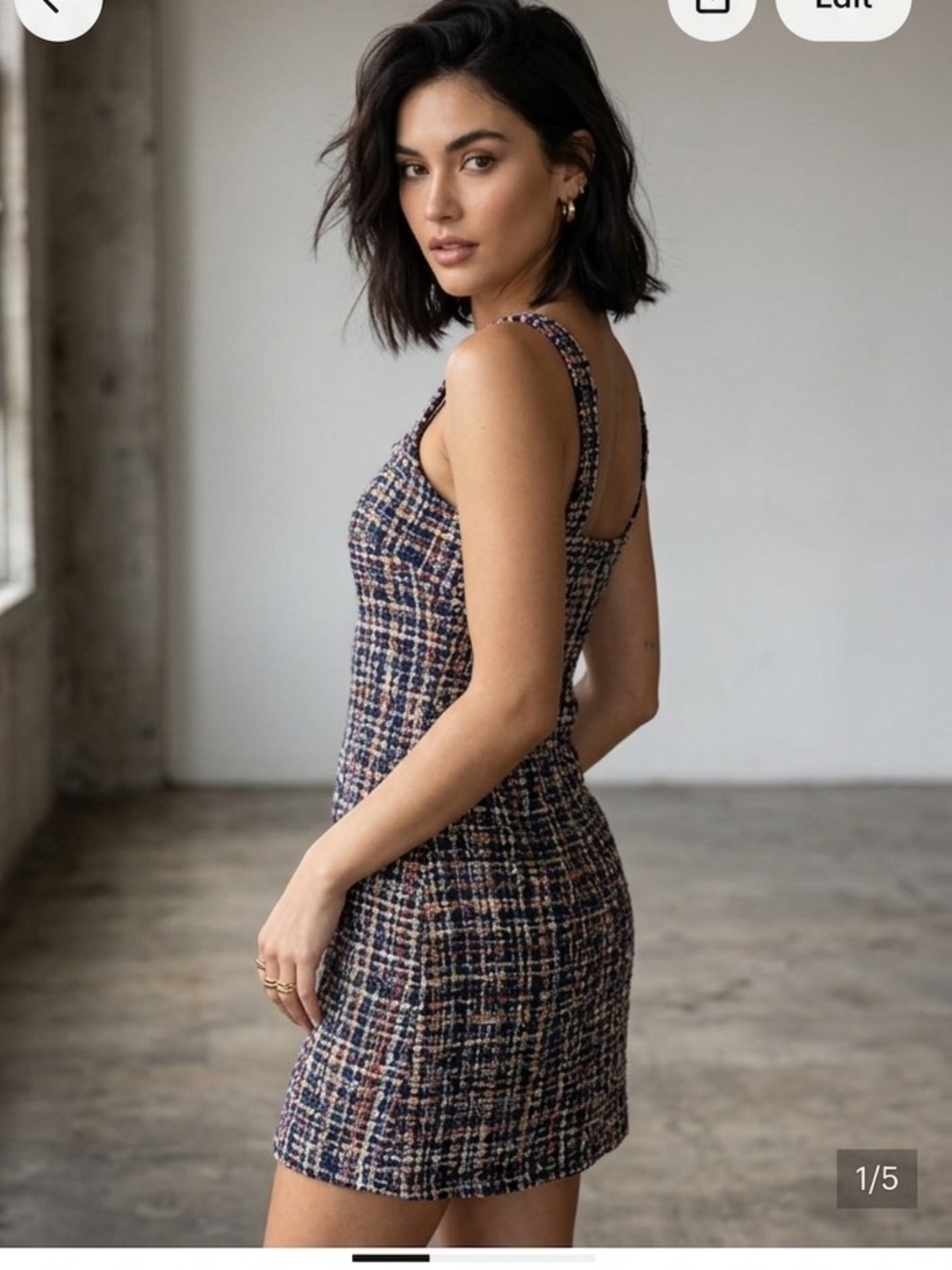 Mi Ami Womens Multicolor Tweed Mini‎ Dress Sleeveless Square Neck Back Zip Small